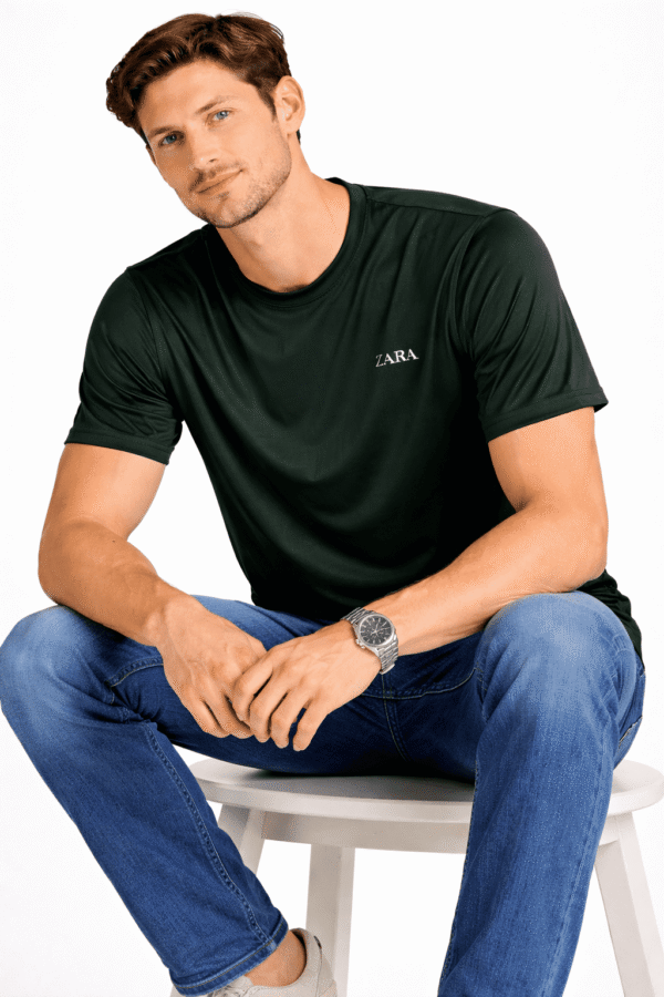 dark moss green men's regular gym & sports t shirt