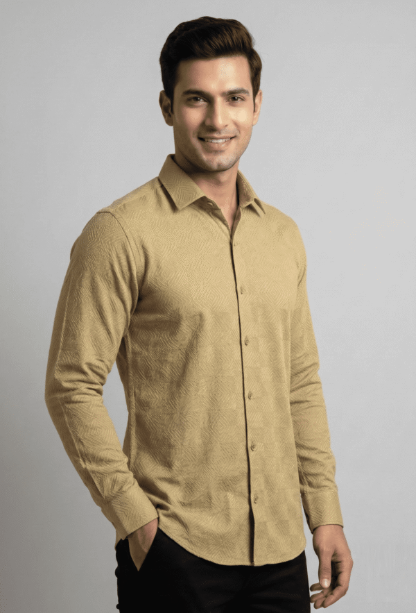 lemon grass geometric printed casual shirt for men's