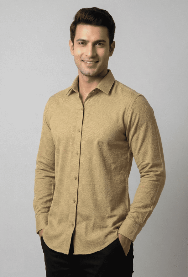 lemon grass geometric printed casual shirt for men's