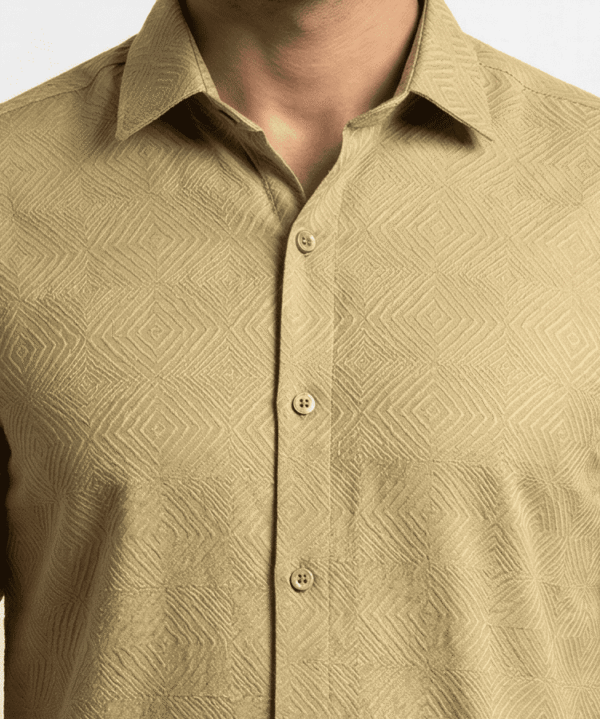 lemon grass geometric printed casual shirt for men's