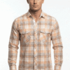 light orange medium checkered casual shirt for men's