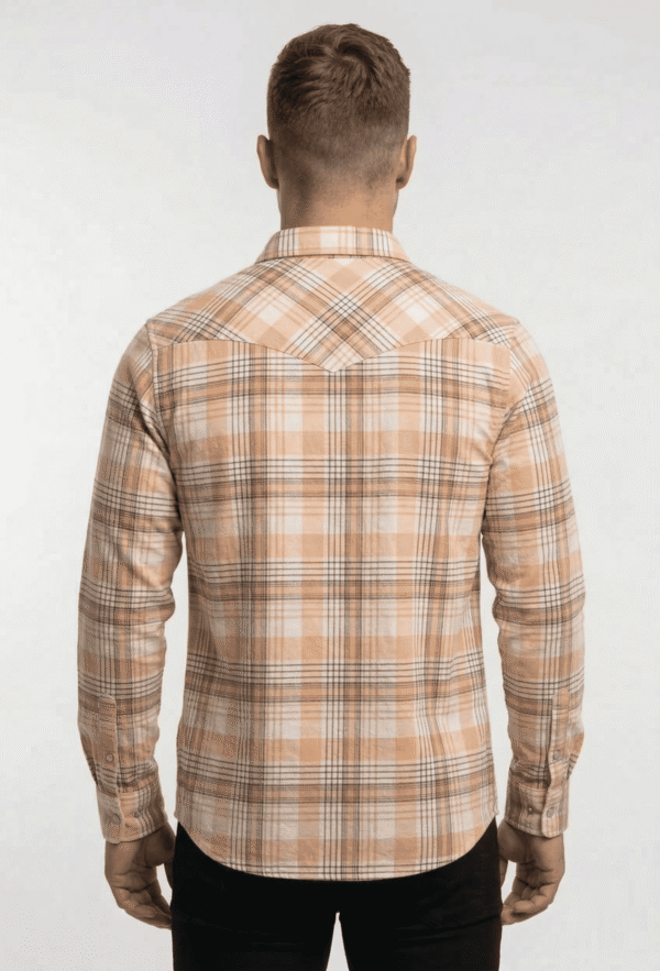 light orange medium checkered casual shirt for men's
