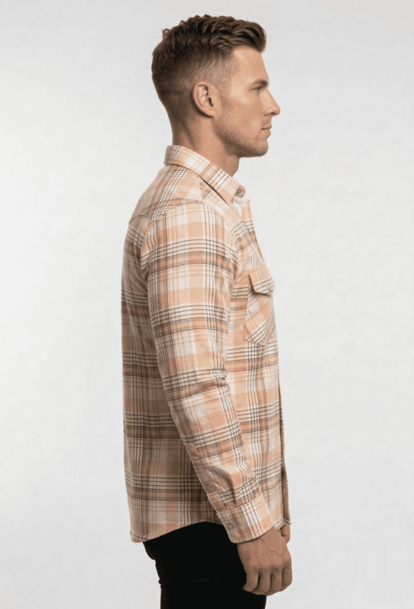 light orange medium checkered casual shirt for men's