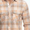 light orange medium checkered casual shirt for men's