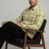 mint green medium checkered casual shirt for men's